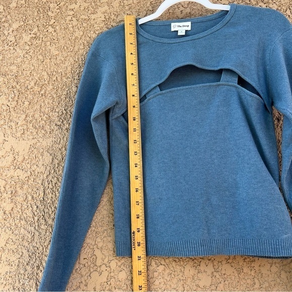 The Drop Women's Nomi Cropped Sweater Top Womens Size Medium Blue - Picture 11 of 12